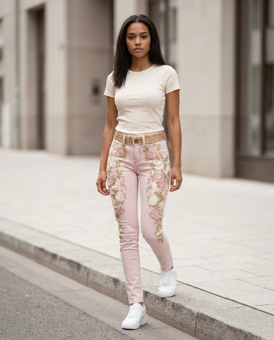 Street Heaven - Vinav | Bestickt Schmalgeschnitten Hose Damen